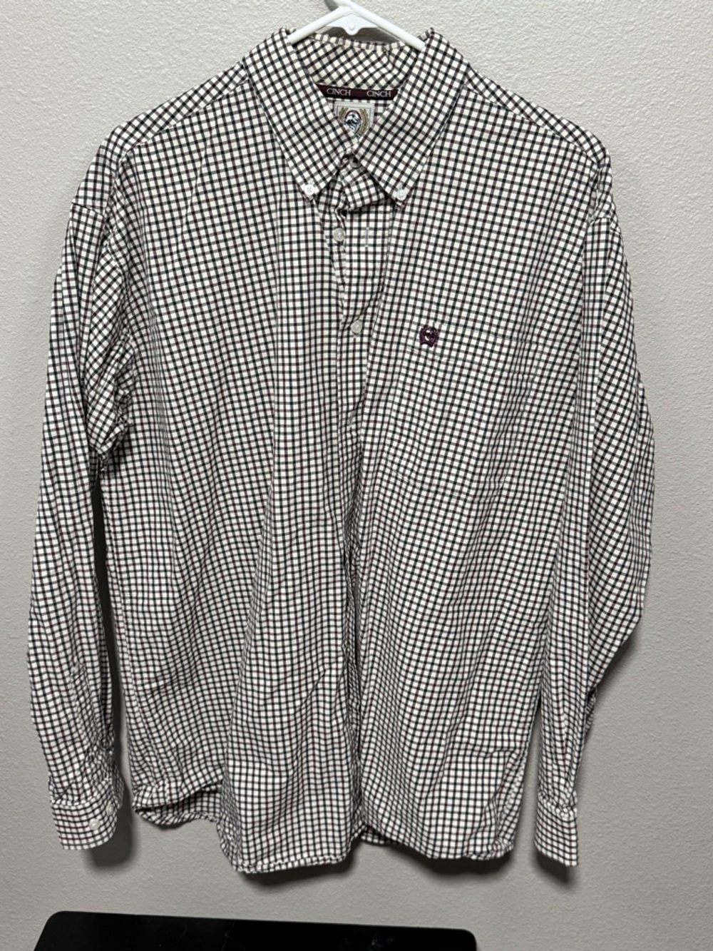 Cinch Men’s Black & White Checked Button-Down Shirt